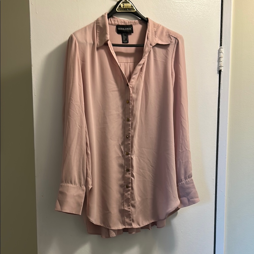 Frank Lyman Design Pink Flutter Sleeve Button Down Blouse